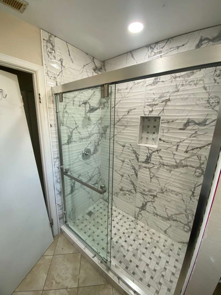 Custom marble tile shower upgrade Silicon Valley