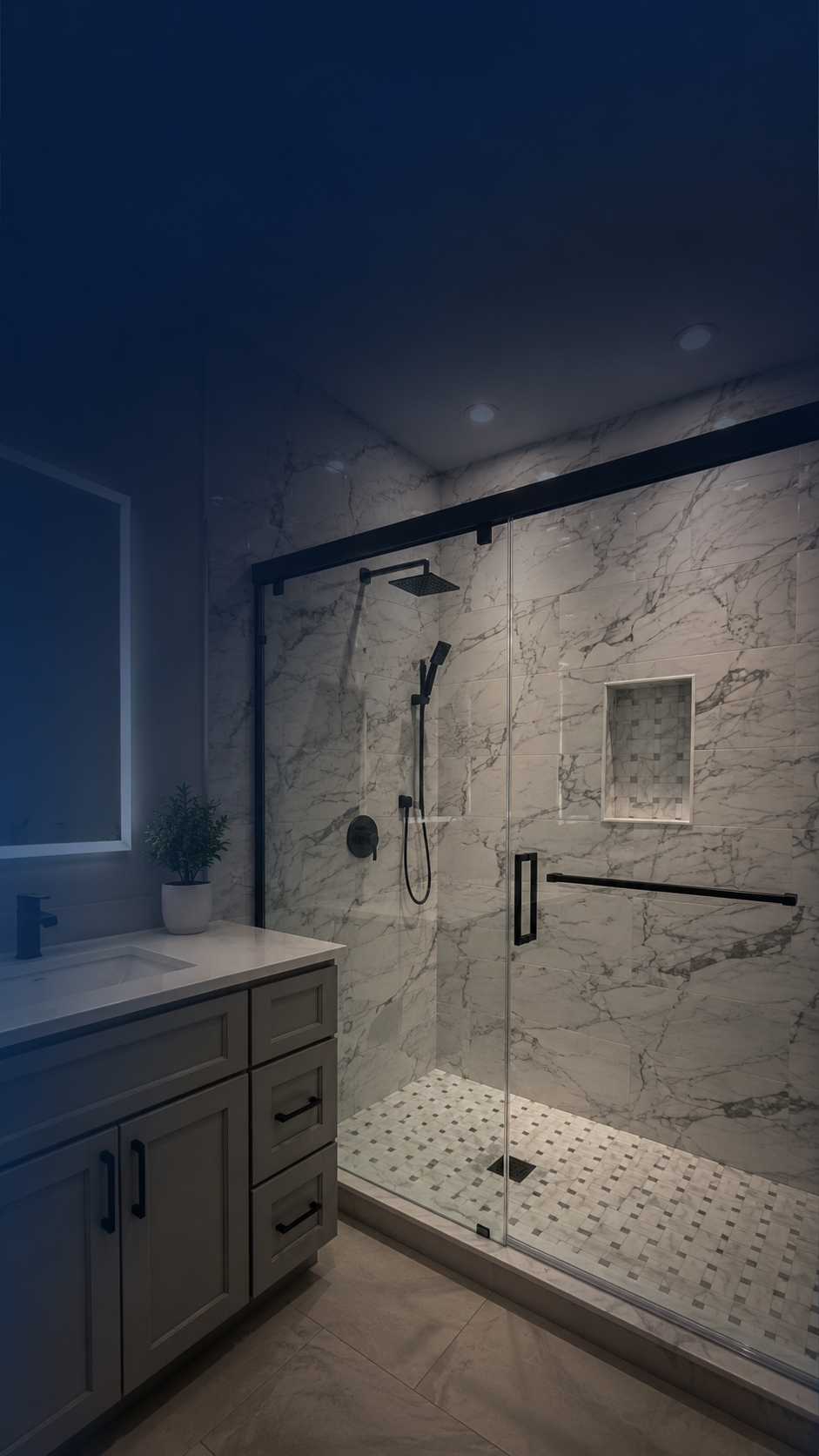 Luxury bathroom remodel by WaltMen Remodeling Inc.